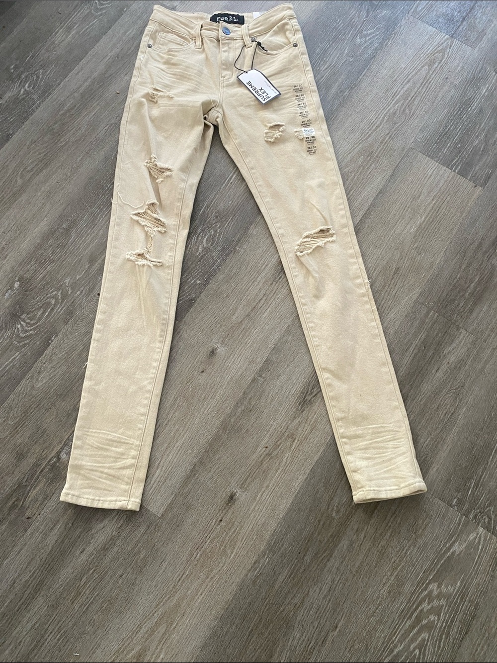 Rue21 Cream Distressed Skinny Jeans for Kids